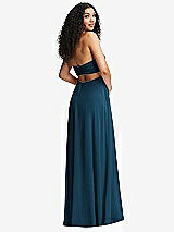 Alt View 4 Thumbnail - Atlantic Blue Strapless Empire Waist Cutout Maxi Dress with Covered Button Detail