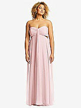 Front View Thumbnail - Ballet Pink Strapless Empire Waist Cutout Maxi Dress with Covered Button Detail
