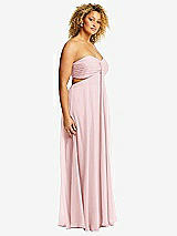Side View Thumbnail - Ballet Pink Strapless Empire Waist Cutout Maxi Dress with Covered Button Detail