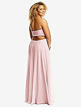Rear View Thumbnail - Ballet Pink Strapless Empire Waist Cutout Maxi Dress with Covered Button Detail