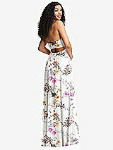 Alt View 4 Thumbnail - Butterfly Botanica Ivory Strapless Empire Waist Cutout Maxi Dress with Covered Button Detail