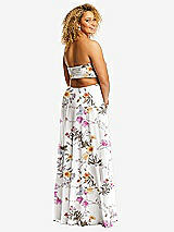 Rear View Thumbnail - Butterfly Botanica Ivory Strapless Empire Waist Cutout Maxi Dress with Covered Button Detail