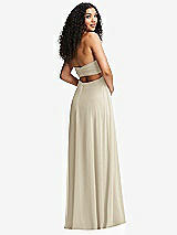 Alt View 4 Thumbnail - Champagne Strapless Empire Waist Cutout Maxi Dress with Covered Button Detail