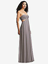 Alt View 3 Thumbnail - Cashmere Gray Strapless Empire Waist Cutout Maxi Dress with Covered Button Detail