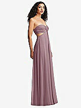Alt View 3 Thumbnail - Dusty Rose Strapless Empire Waist Cutout Maxi Dress with Covered Button Detail