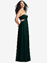 Alt View 1 Thumbnail - Evergreen Strapless Empire Waist Cutout Maxi Dress with Covered Button Detail