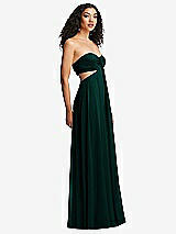 Alt View 3 Thumbnail - Evergreen Strapless Empire Waist Cutout Maxi Dress with Covered Button Detail