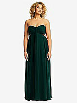 Front View Thumbnail - Evergreen Strapless Empire Waist Cutout Maxi Dress with Covered Button Detail