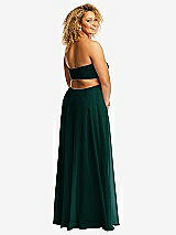 Rear View Thumbnail - Evergreen Strapless Empire Waist Cutout Maxi Dress with Covered Button Detail