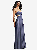 Alt View 3 Thumbnail - French Blue Strapless Empire Waist Cutout Maxi Dress with Covered Button Detail