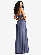 Alt View 4 Thumbnail - French Blue Strapless Empire Waist Cutout Maxi Dress with Covered Button Detail