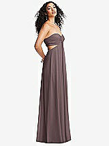 Alt View 1 Thumbnail - French Truffle Strapless Empire Waist Cutout Maxi Dress with Covered Button Detail
