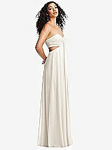 Alt View 1 Thumbnail - Ivory Strapless Empire Waist Cutout Maxi Dress with Covered Button Detail