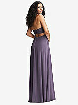 Alt View 4 Thumbnail - Lavender Strapless Empire Waist Cutout Maxi Dress with Covered Button Detail