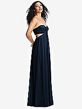Alt View 1 Thumbnail - Midnight Navy Strapless Empire Waist Cutout Maxi Dress with Covered Button Detail