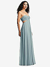Alt View 3 Thumbnail - Morning Sky Strapless Empire Waist Cutout Maxi Dress with Covered Button Detail
