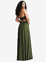 Alt View 4 Thumbnail - Olive Green Strapless Empire Waist Cutout Maxi Dress with Covered Button Detail