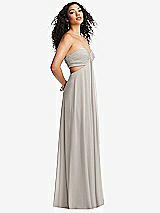 Alt View 1 Thumbnail - Oyster Strapless Empire Waist Cutout Maxi Dress with Covered Button Detail