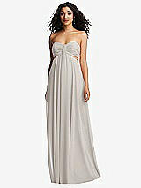Alt View 2 Thumbnail - Oyster Strapless Empire Waist Cutout Maxi Dress with Covered Button Detail
