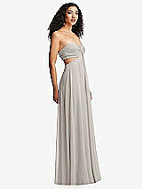 Alt View 3 Thumbnail - Oyster Strapless Empire Waist Cutout Maxi Dress with Covered Button Detail