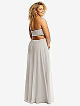 Rear View Thumbnail - Oyster Strapless Empire Waist Cutout Maxi Dress with Covered Button Detail