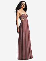 Alt View 3 Thumbnail - Rosewood Strapless Empire Waist Cutout Maxi Dress with Covered Button Detail