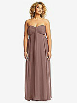 Front View Thumbnail - Sienna Strapless Empire Waist Cutout Maxi Dress with Covered Button Detail