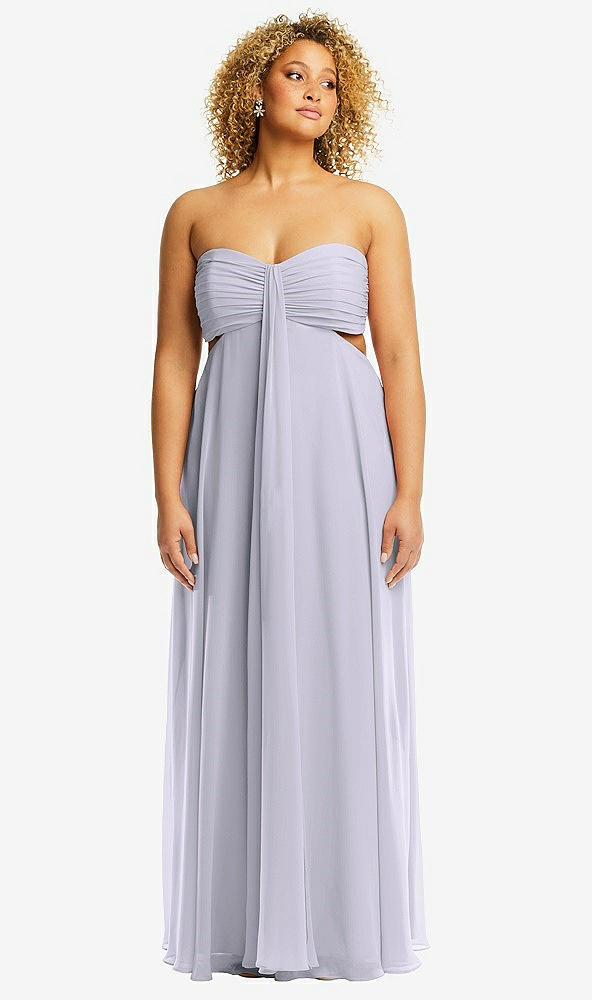 Front View - Silver Dove Strapless Empire Waist Cutout Maxi Dress with Covered Button Detail