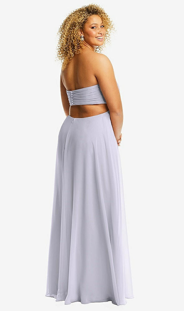 Back View - Silver Dove Strapless Empire Waist Cutout Maxi Dress with Covered Button Detail