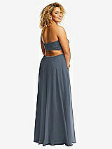 Rear View Thumbnail - Silverstone Strapless Empire Waist Cutout Maxi Dress with Covered Button Detail