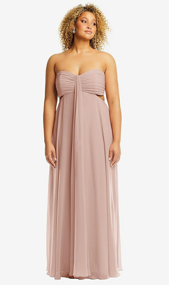 Front View - Toasted Sugar Strapless Empire Waist Cutout Maxi Dress with Covered Button Detail