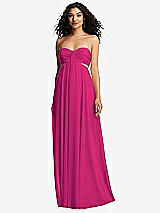 Alt View 2 Thumbnail - Think Pink Strapless Empire Waist Cutout Maxi Dress with Covered Button Detail