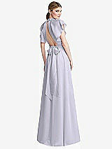 Rear View Thumbnail - Silver Dove Shirred Stand Collar Flutter Sleeve Open-Back Maxi Dress with Sash
