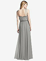 Rear View Thumbnail - Chelsea Gray Skinny Tie-Shoulder Ruffle-Trimmed Blouson Maxi Dress