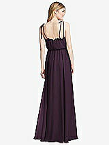 Rear View Thumbnail - Aubergine Skinny Tie-Shoulder Ruffle-Trimmed Blouson Maxi Dress
