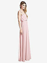 Side View Thumbnail - Ballet Pink Skinny Tie-Shoulder Ruffle-Trimmed Blouson Maxi Dress