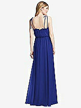 Rear View Thumbnail - Cobalt Blue Skinny Tie-Shoulder Ruffle-Trimmed Blouson Maxi Dress