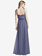 Rear View Thumbnail - French Blue Skinny Tie-Shoulder Ruffle-Trimmed Blouson Maxi Dress