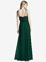 Rear View Thumbnail - Hunter Green Skinny Tie-Shoulder Ruffle-Trimmed Blouson Maxi Dress