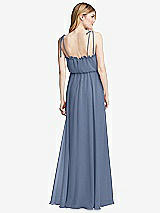 Rear View Thumbnail - Larkspur Blue Skinny Tie-Shoulder Ruffle-Trimmed Blouson Maxi Dress