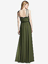 Rear View Thumbnail - Olive Green Skinny Tie-Shoulder Ruffle-Trimmed Blouson Maxi Dress