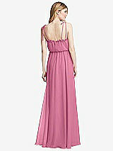 Rear View Thumbnail - Orchid Pink Skinny Tie-Shoulder Ruffle-Trimmed Blouson Maxi Dress