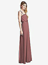 Side View Thumbnail - Rosewood Skinny Tie-Shoulder Ruffle-Trimmed Blouson Maxi Dress