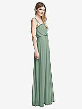 Side View Thumbnail - Seagrass Skinny Tie-Shoulder Ruffle-Trimmed Blouson Maxi Dress