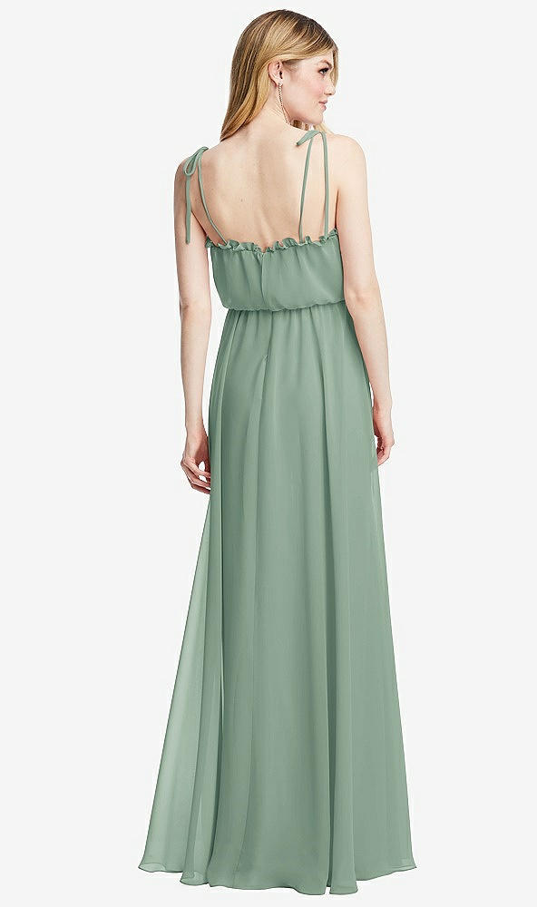 Back View - Seagrass Skinny Tie-Shoulder Ruffle-Trimmed Blouson Maxi Dress