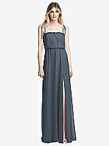 Front View Thumbnail - Silverstone Skinny Tie-Shoulder Ruffle-Trimmed Blouson Maxi Dress