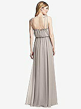 Rear View Thumbnail - Taupe Skinny Tie-Shoulder Ruffle-Trimmed Blouson Maxi Dress