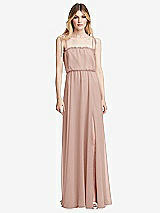 Front View Thumbnail - Toasted Sugar Skinny Tie-Shoulder Ruffle-Trimmed Blouson Maxi Dress