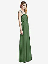 Side View Thumbnail - Vineyard Green Skinny Tie-Shoulder Ruffle-Trimmed Blouson Maxi Dress