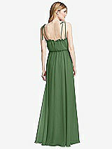 Rear View Thumbnail - Vineyard Green Skinny Tie-Shoulder Ruffle-Trimmed Blouson Maxi Dress